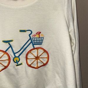 Mod cloth pull over cropped sweatshirt with embroidered bicycle